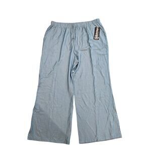 Nina Leonard wide leg pull on pants 2xl xxl chambray blue soft trouser slacks
